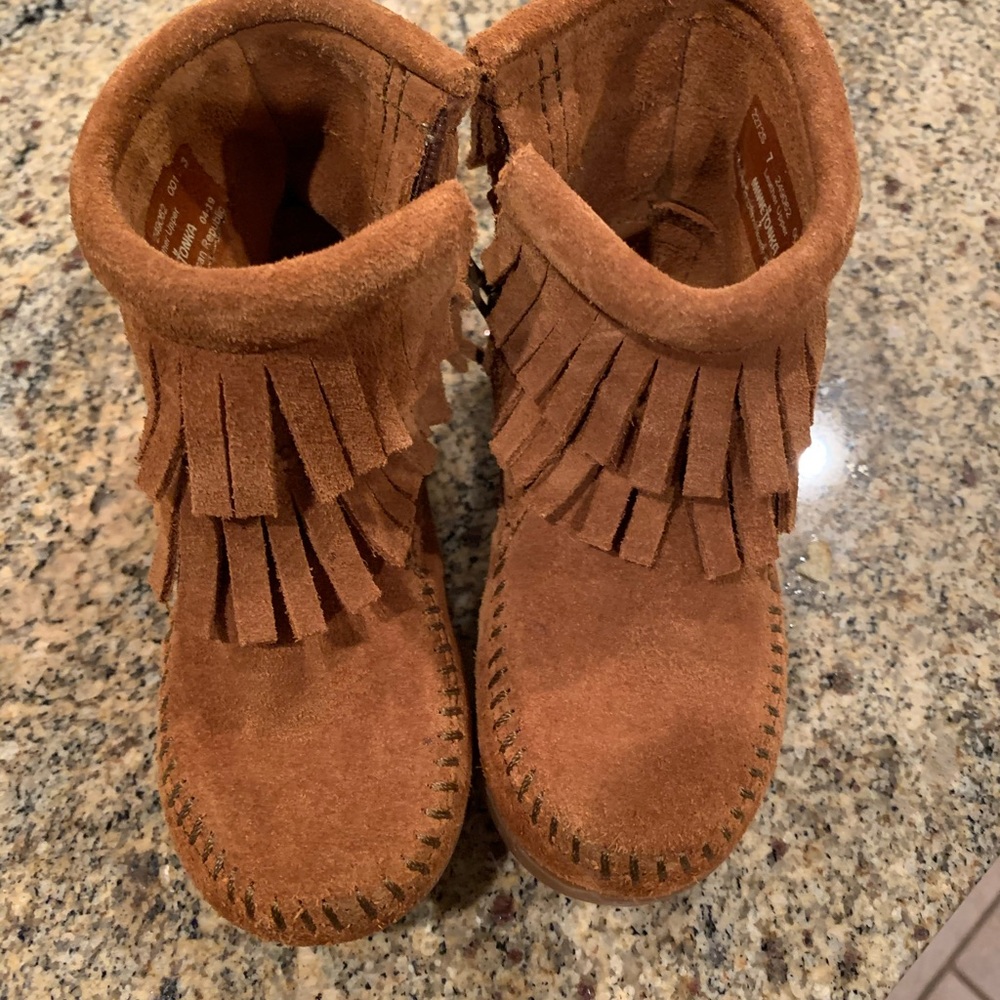 Minnetonka Double Fringe Side Zip Boot